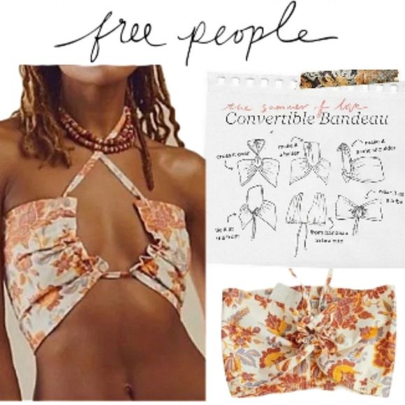 NWT Free People S Summer of Love Convertible Crop Bandeau Top in Natural - Picture 1 of 7